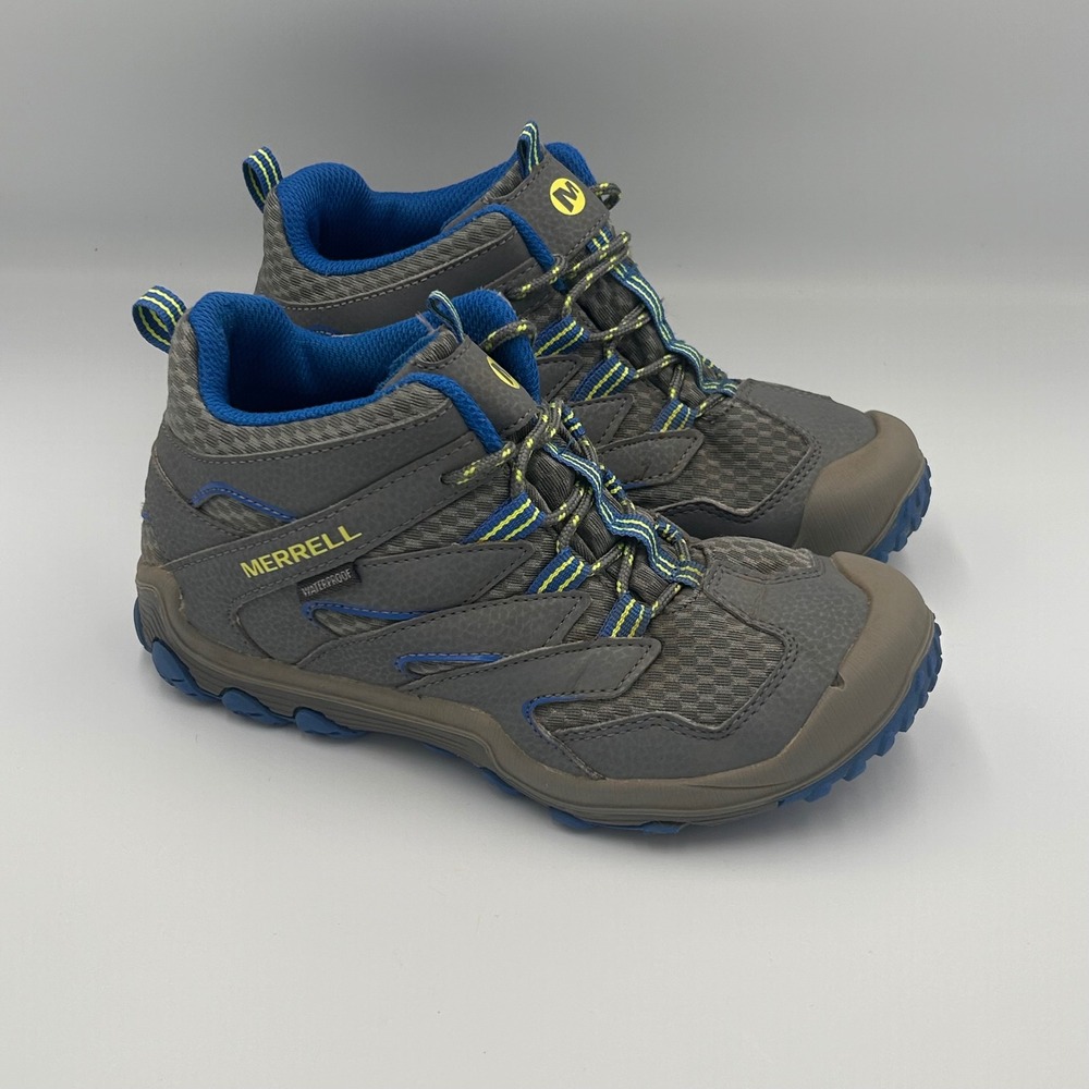 Merrell Kids Mid Waterproof Hiking Boots Grey Blue Chameleon 7 Size 2.5
